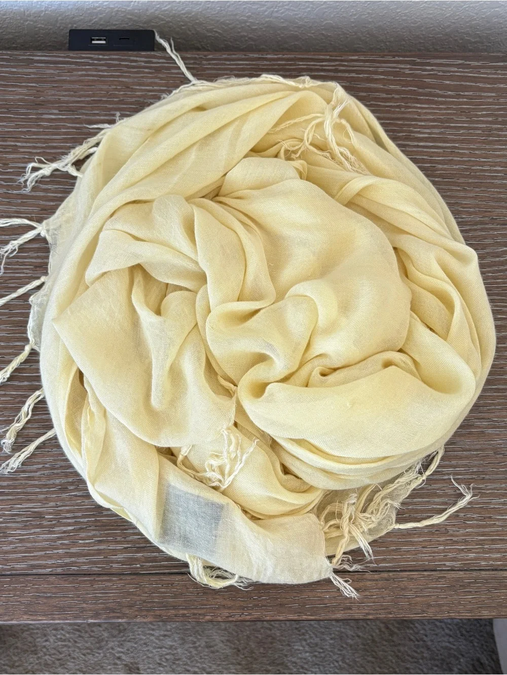 Lightweight Yellow Fringe Scarf